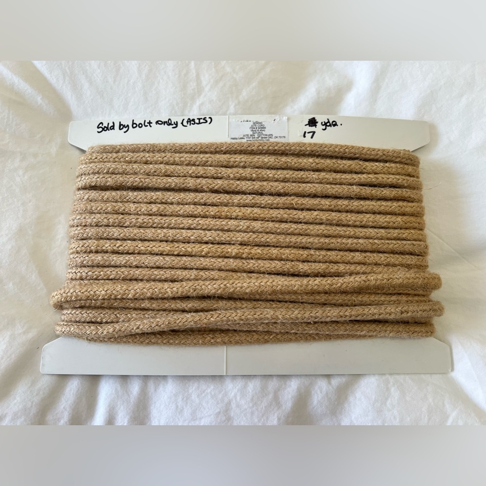 Natural Sewing Jute Cord | Cotton Blend | 1/4” Width | Lot Of 17 Yards Total